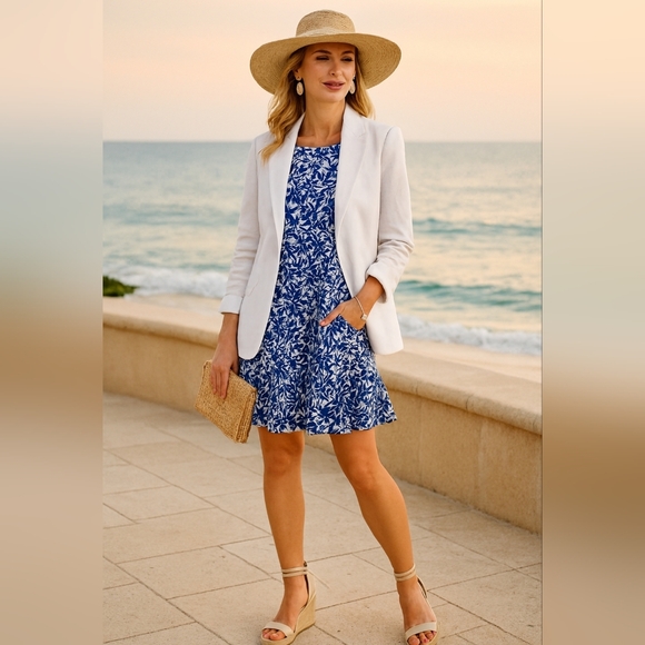 Lilly Pulitzer Dresses & Skirts - LILLY PULITZER Kristin Flounce Dress In Blue Oyster Bay